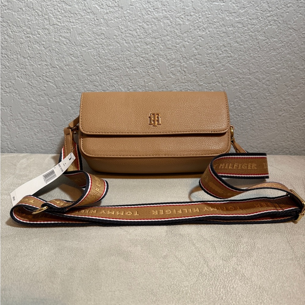 Tommy Hilfiger Kiara II Flap Camera Crossbody Bag with Logo Strap